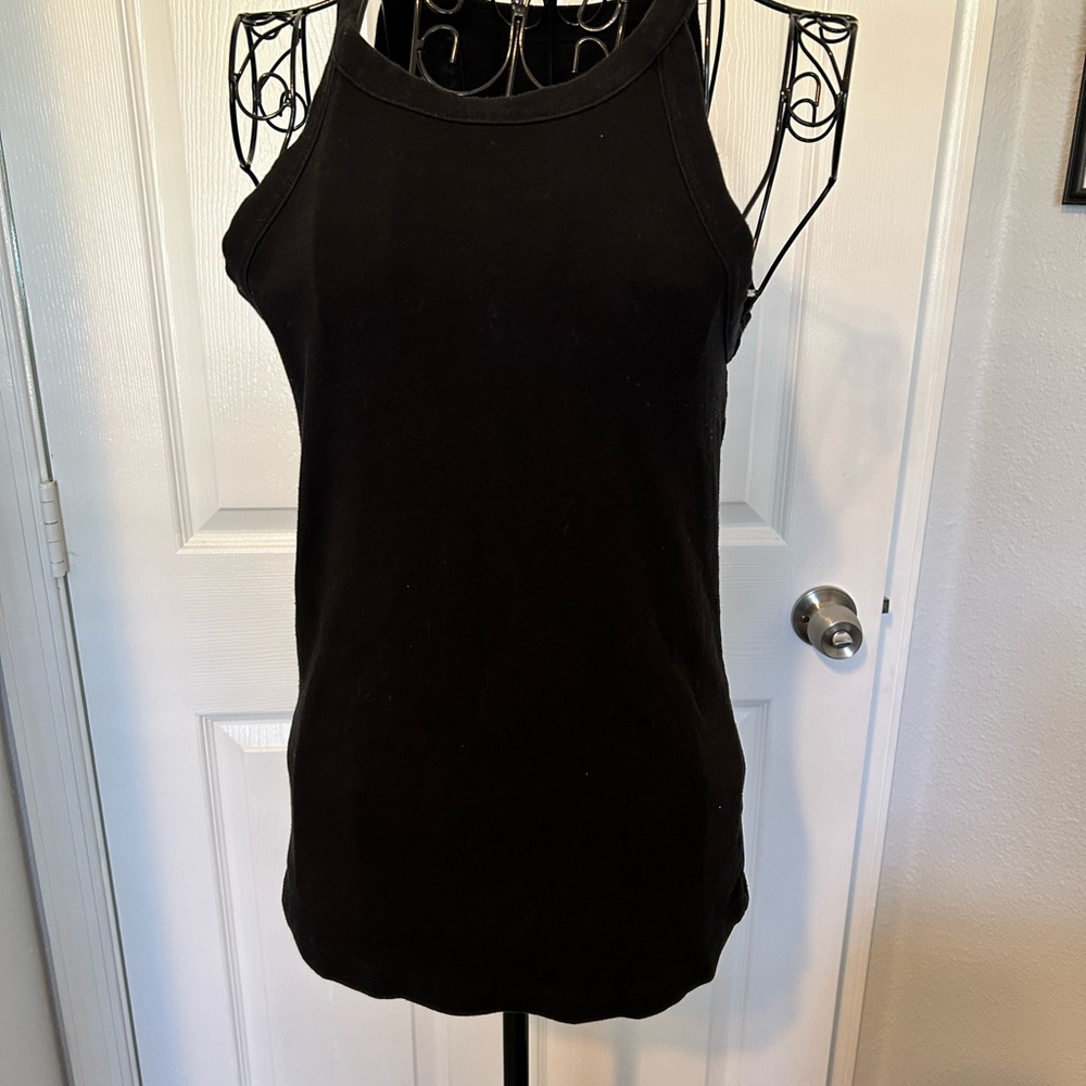 Fitted Black Tank Top with Thin Straps